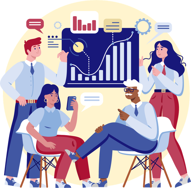 Equipo trabajando en redes sociales